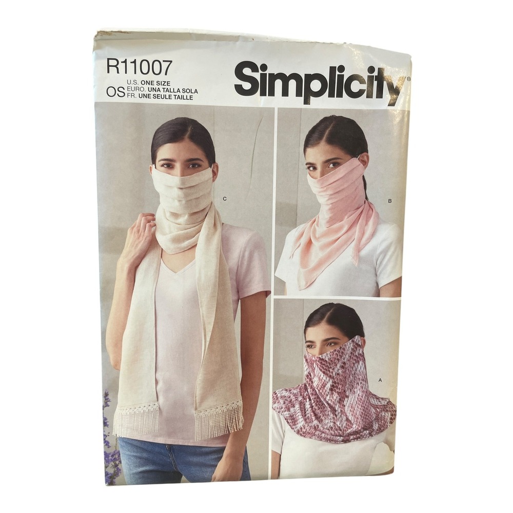 Simplicity Fashion Face Covers Sewing Pattern Adult One Size R11007 Scarf Mask